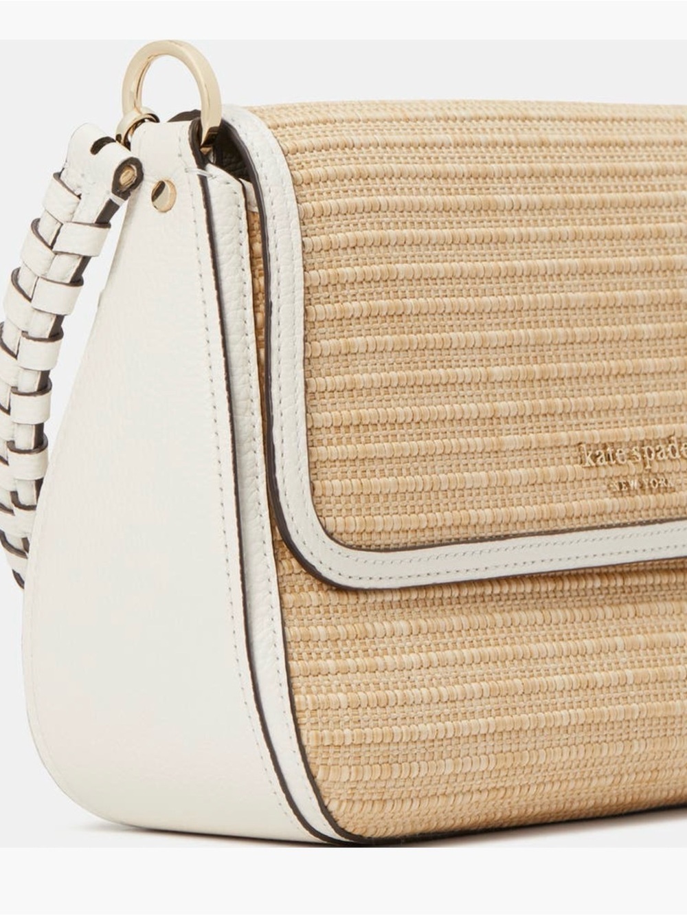 Kate Spade HUDSON Natural Straw and White Leather Shoulder & Cross Body Bag - Picture 2 of 14